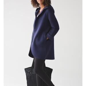 Lululemon City Bound Wrap Coat Jacket Heathered Deep Indigo Blue Medium